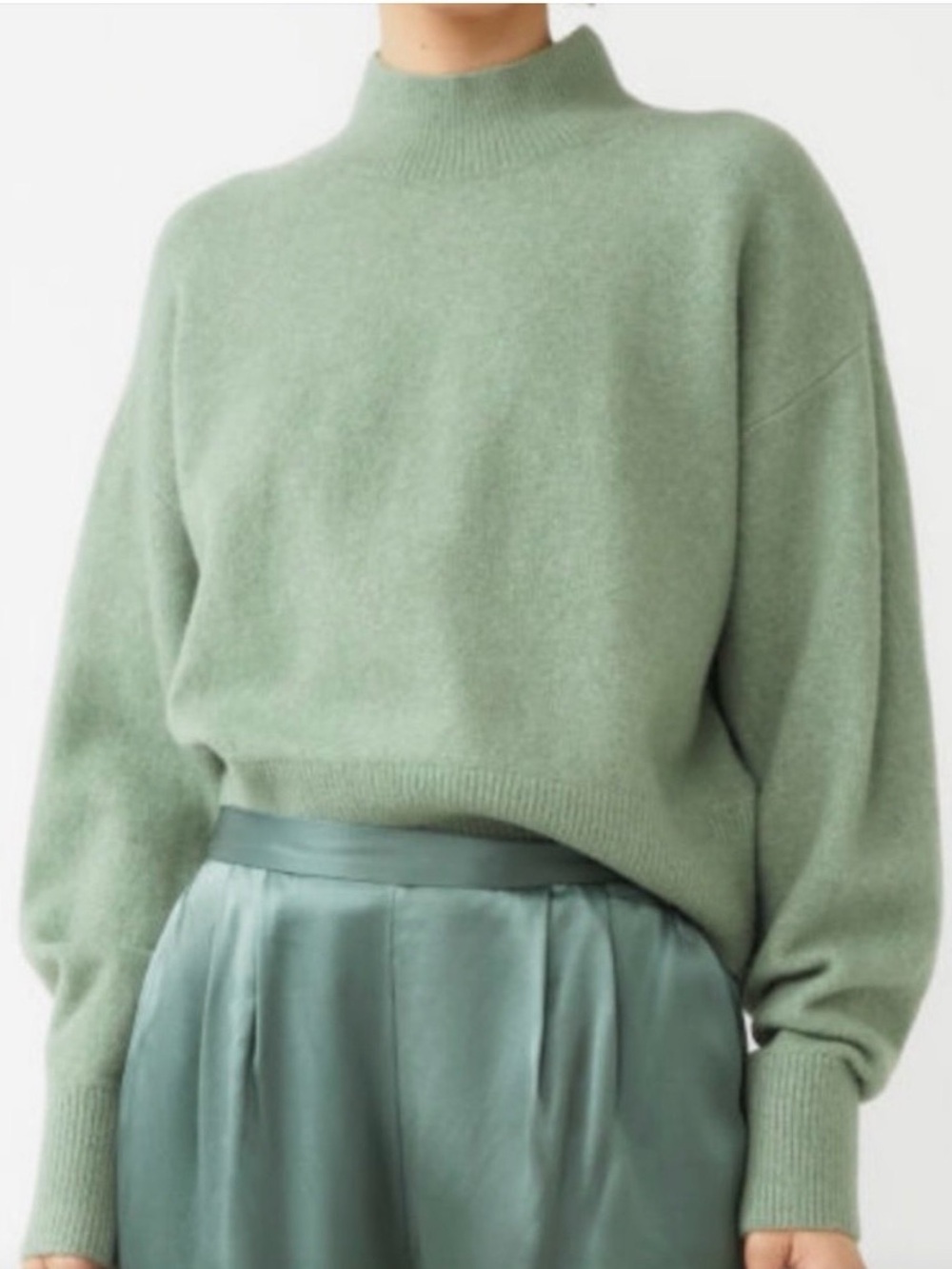& Other Stories Sage Green Mock Neck Sweater